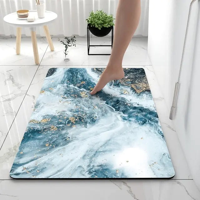AquaArt Luxe Bath Mat | Artistic Design | Soft Absorbent Non-Slip Microfiber | Brick by Brick