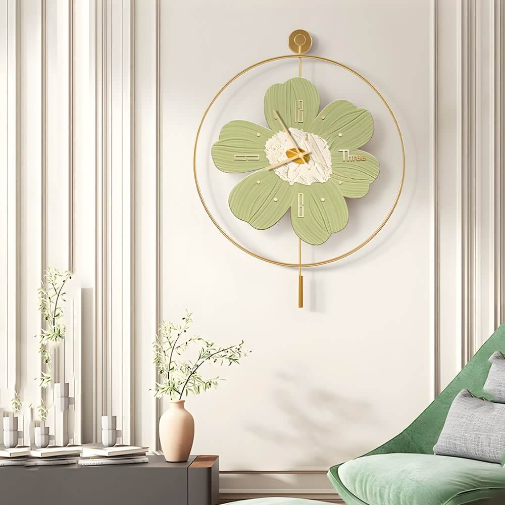 Round Metal LED Wall Clock | Battery Operated | Floral Design | 20"