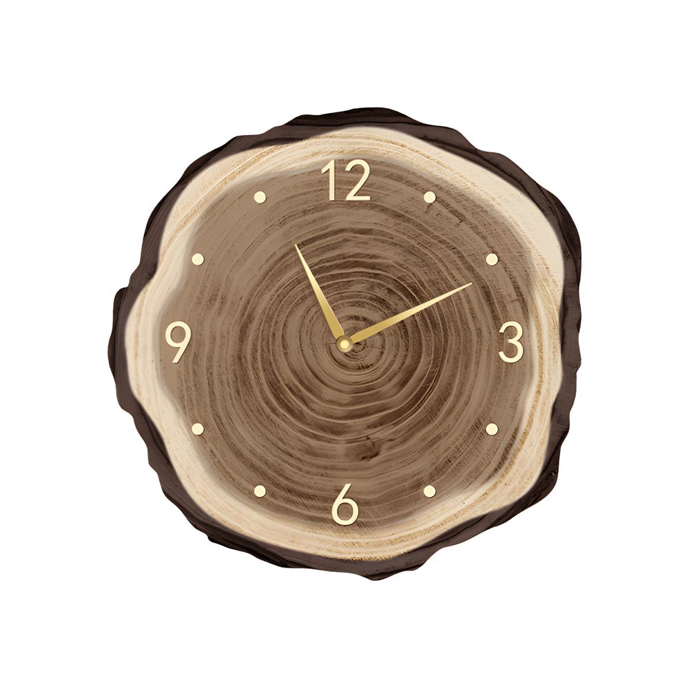 Wood Slice Wall Clock | LED Light | Remote Control | Natural Round Design | Warm Light