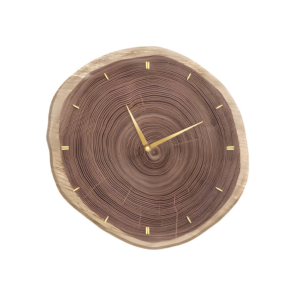 Wood Slice Wall Clock | LED Light | Remote Control | Natural Round Design | Warm Light