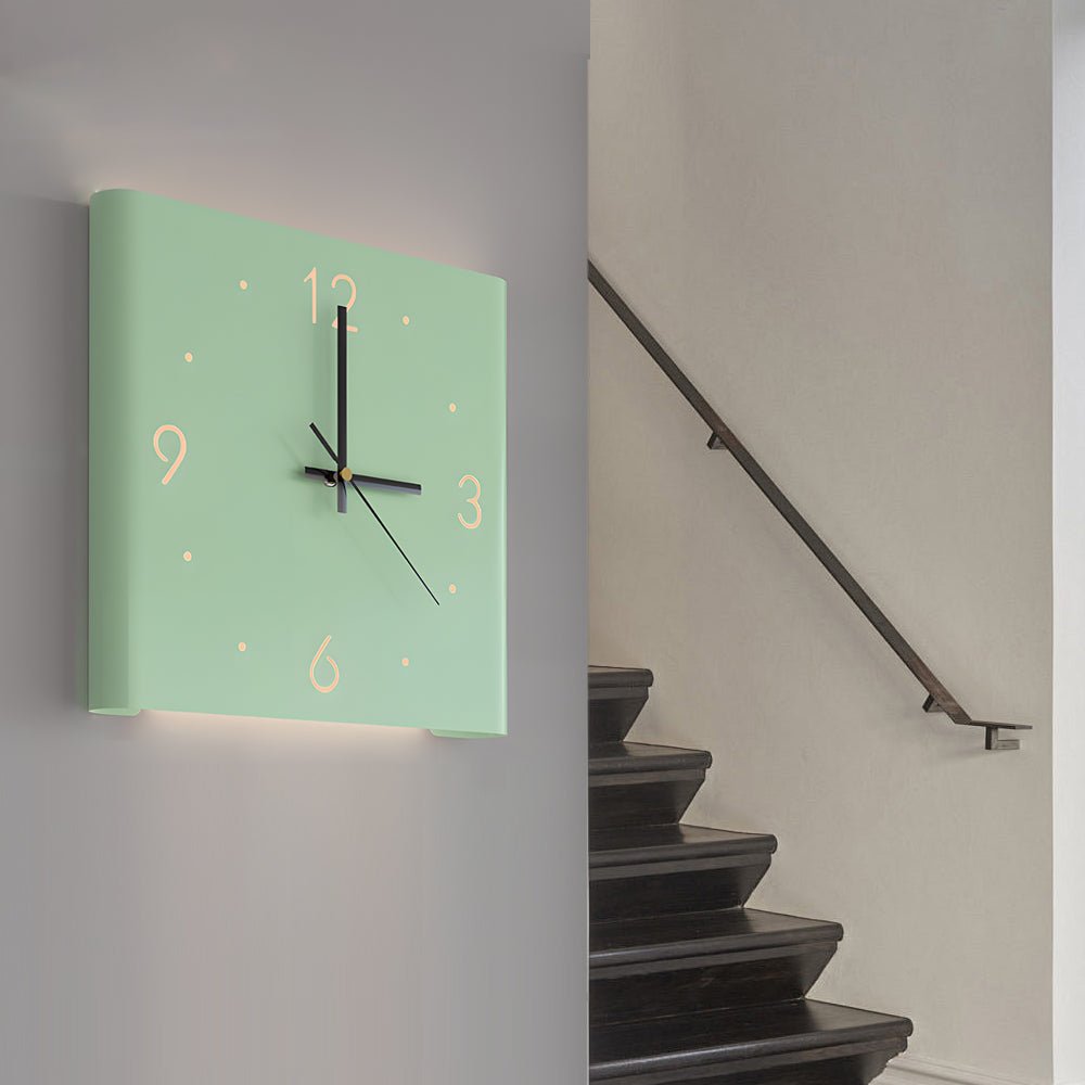 Square Metal Wall Clock | Led Light | Silent Backlit Design | Modern Corner Glow