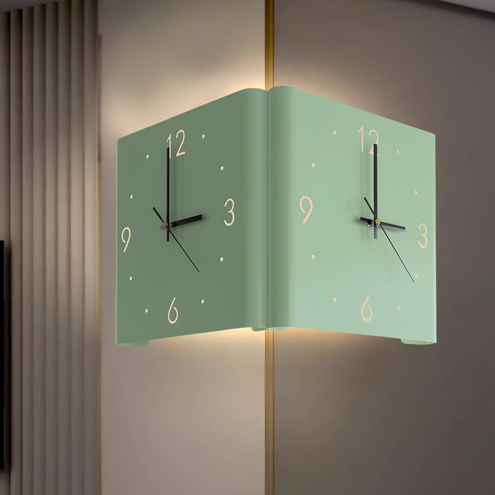 Square Metal Wall Clock | Led Light | Silent Backlit Design | Modern Corner Glow