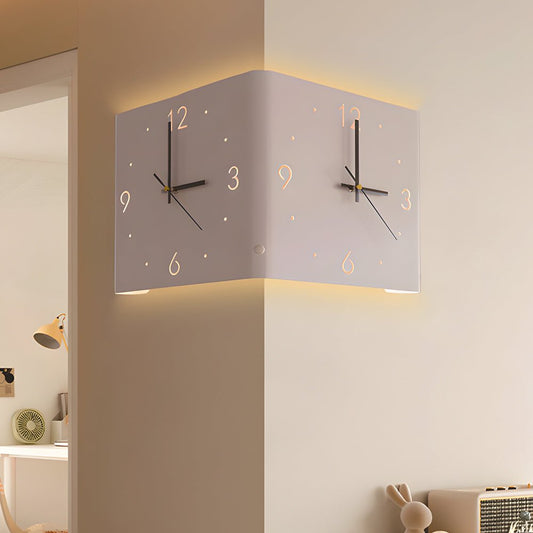 Square Metal Wall Clock | Led Light | Silent Backlit Design | Modern Corner Glow