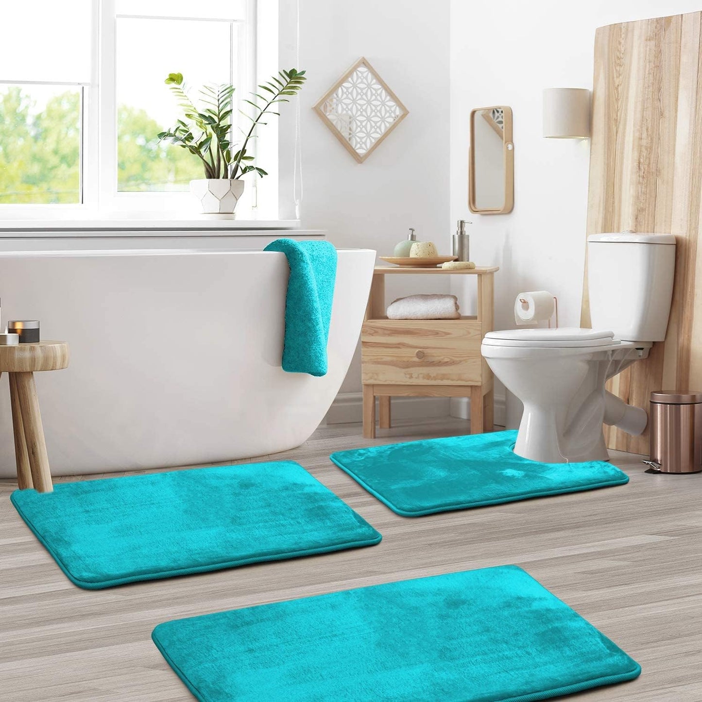 Luxury Bathroom Mat Set | 3-Piece Memory Foam | Anti-Slip, Absorbent, Washable | Includes Contour Mat