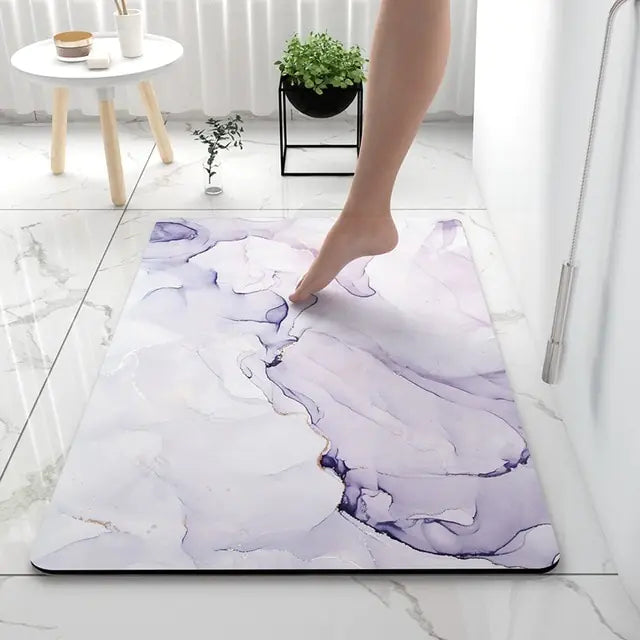 AquaArt Luxe Bath Mat | Artistic Design | Soft Absorbent Non-Slip Microfiber | Brick by Brick