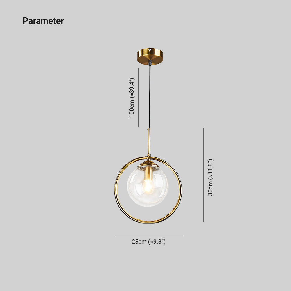 Glass Globe Pendant Lamp | 9.8 x 11.8 in | LED with 3 Light Modes | Elegant Indoor Fixture | Brick by Brick