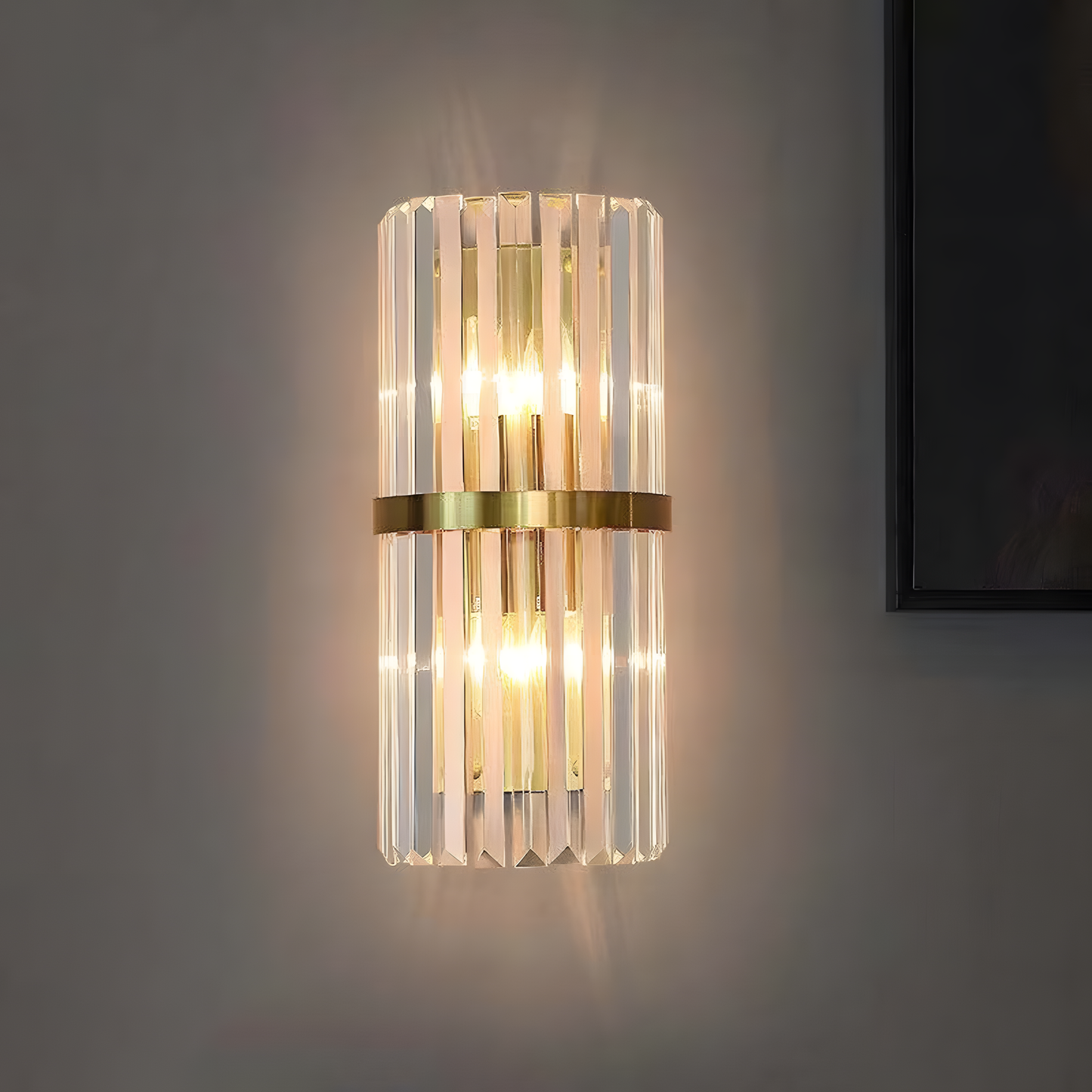 Luxurious Crystal Wall Light | Stainless Steel  | Contemporary Living Room Sconce | Brick by Brick