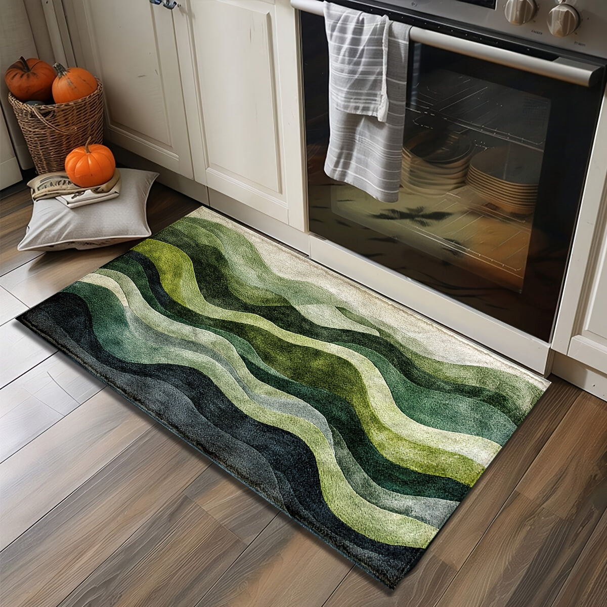 Bath Mat Geometric Wave Design | Faux Cashmere Soft Absorbent Non-Slip | Brick by Brick