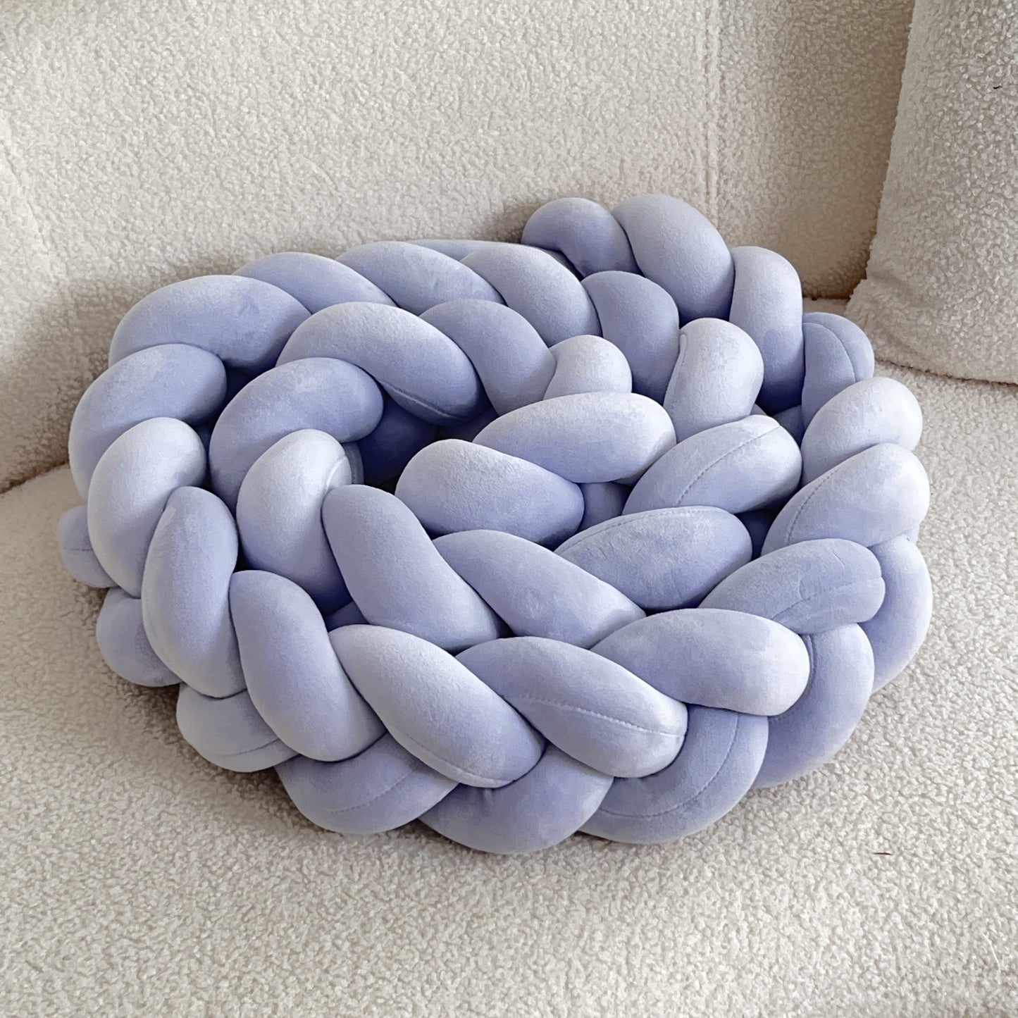 Braided Floor Cushion | Chunky Knit Floor Pillow | Modern Cream Seating | Decorative Home Accent | Brick by Brick