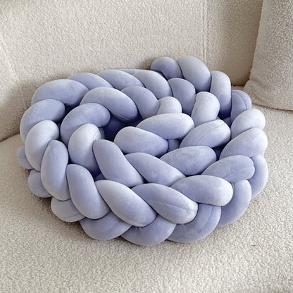 Braided Floor Cushion | Chunky Knit Floor Pillow | Modern Cream Seating | Decorative Home Accent | Brick by Brick