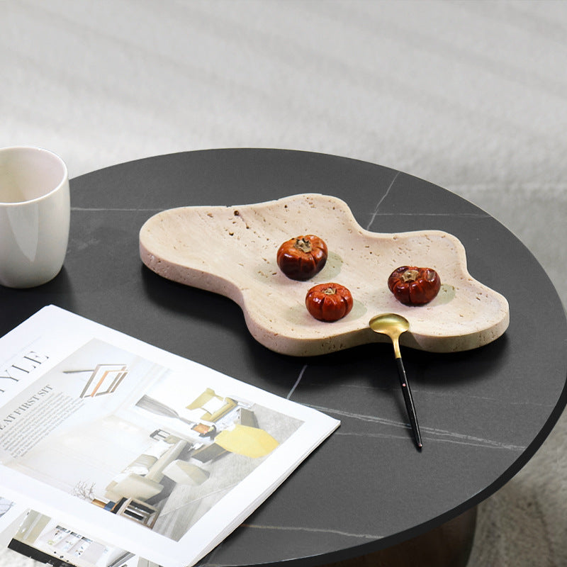 Travertine Cloud Tray |  6.9 × 5.5 × 1.4 in | Organic Freeform Stone Dish | Jewelry & Key Holder | Brick by Brick
