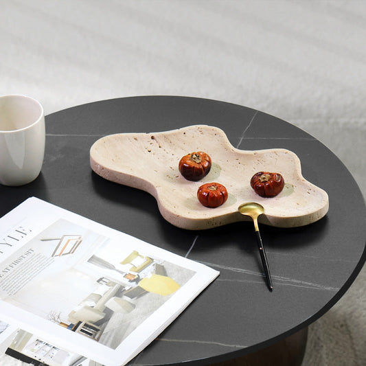 Travertine Cloud Tray |  6.9 × 5.5 × 1.4 in | Organic Freeform Stone Dish | Jewelry & Key Holder | Brick by Brick