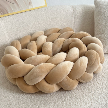 Braided Floor Cushion | Chunky Knit Floor Pillow | Modern Cream Seating | Decorative Home Accent | Brick by Brick