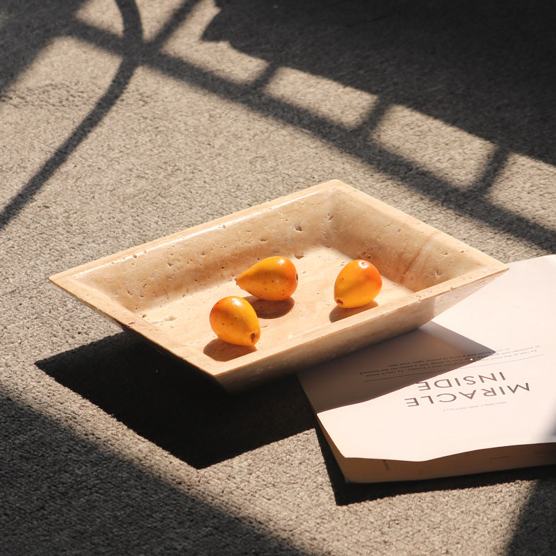 Travertine Rectangular Fruit Tray | Solid Stone | Serving & Display Dish | Brick by Brick