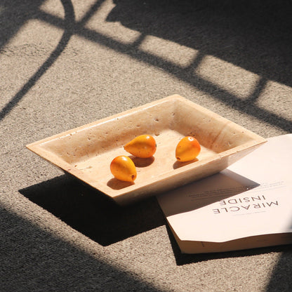 Travertine Rectangular Fruit Tray | Solid Stone | Serving & Display Dish | Brick by Brick