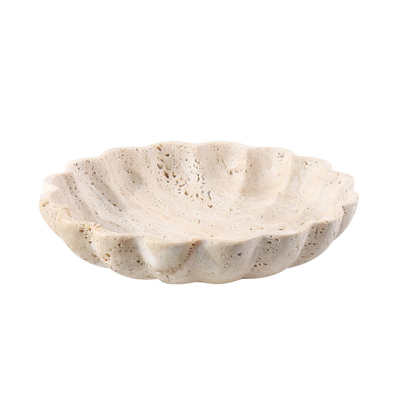 Travertine Scallop Tray | 12.2 x 3.9 in | Natural Stone Centerpiece | Decorative & Serving | Brick by Brick