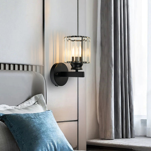 Crystal Hallway Wall Light | 5.9″×9.4″ | Iron‑Crystal Fixture | Hardwired | Brick by Brick