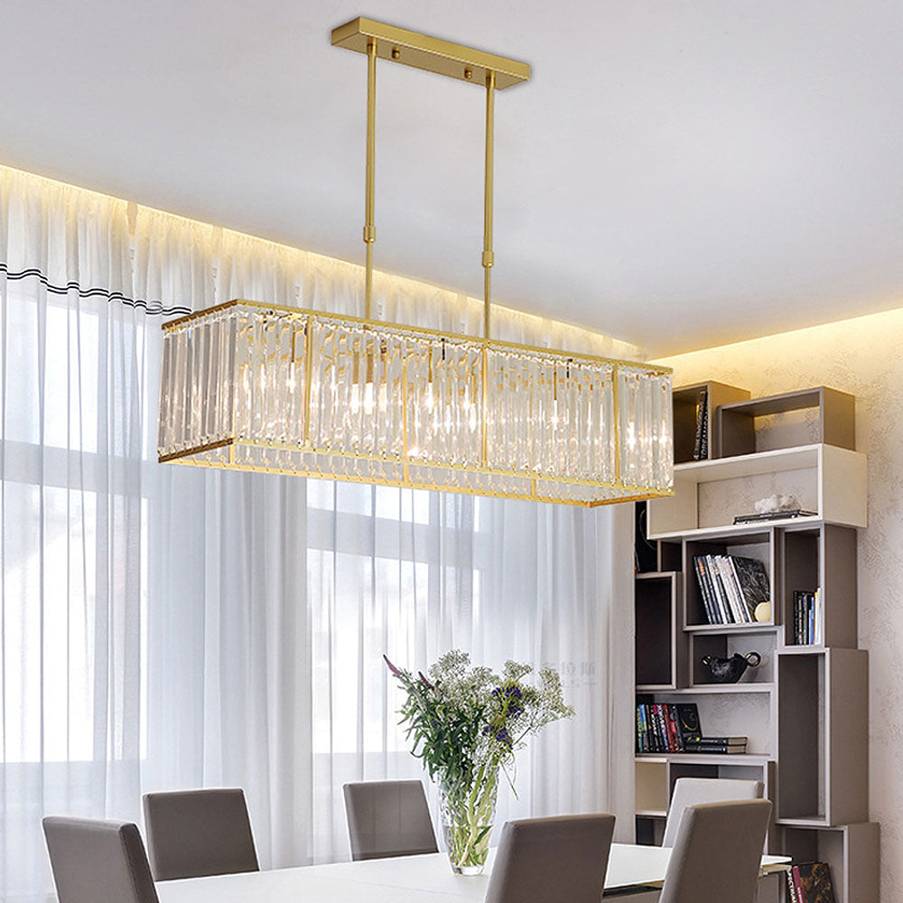 Nordic Crystal Island Chandelier | Iron + Crystal | 8.66 x 21.65-33.46 in | Elegant Fixture | Brick by Brick