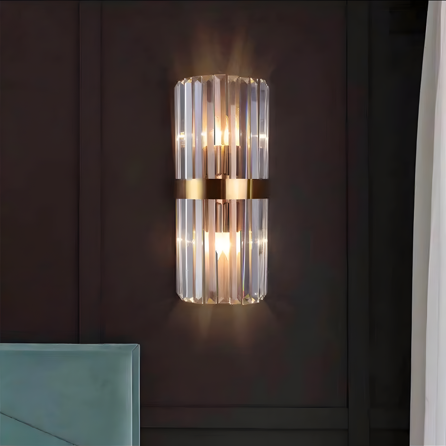 Luxurious Crystal Wall Light | Stainless Steel  | Contemporary Living Room Sconce | Brick by Brick