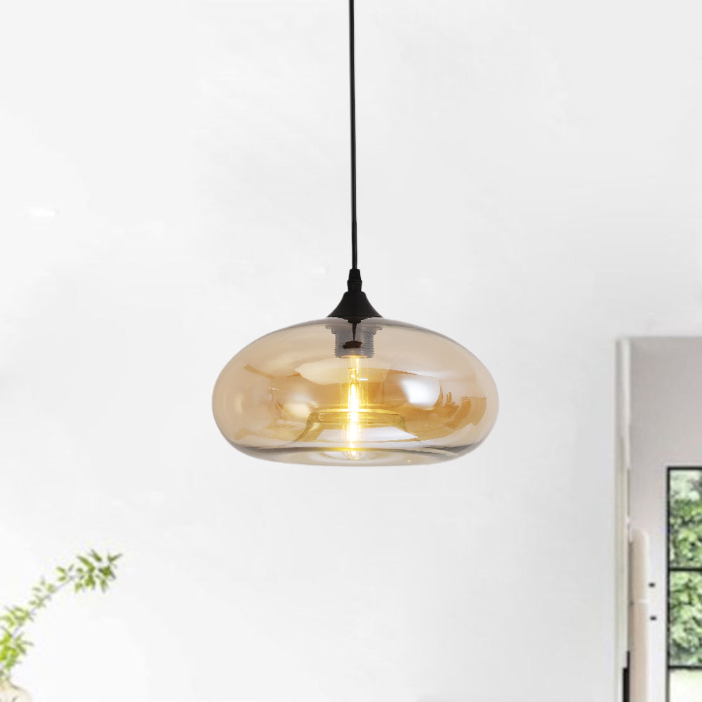 Bread-Shaped Glass Pendant Light | 11 x 5.9 in | Contemporary Metal & Glass Ceiling Fixture | Height Adjustable | Brick by Brick