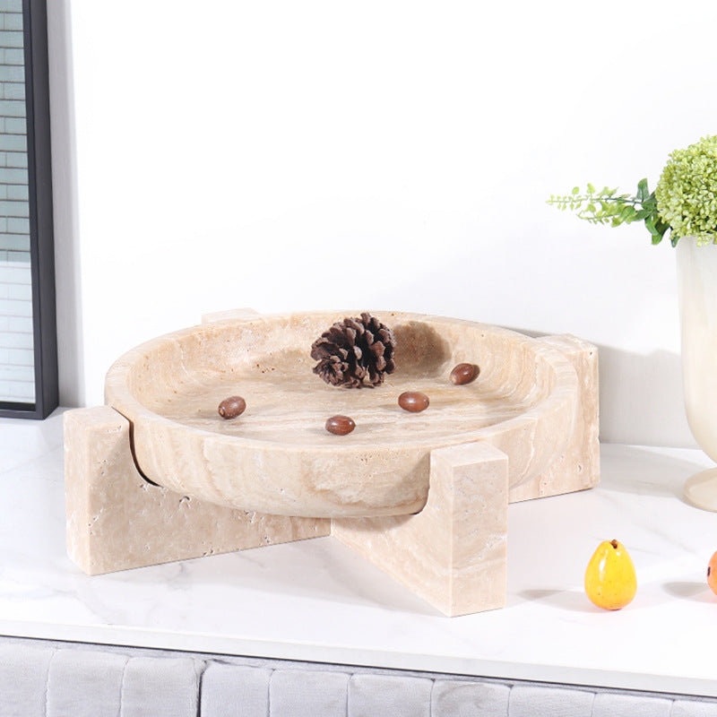 Aurum Travertine Fruit Tray | 7.8 × 5.9 in or 14.1 × 3.9 in | Natural Stone | Serving & Display Dish | Brick by Brick