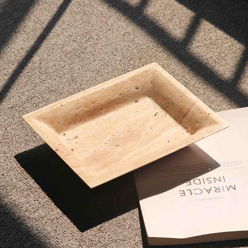 Travertine Rectangular Fruit Tray | Solid Stone | Serving & Display Dish | Brick by Brick