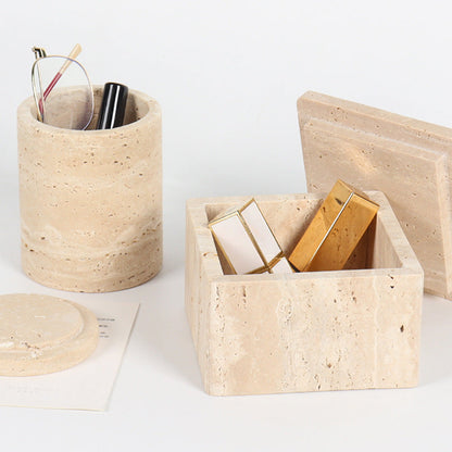 Travertine Jewelry Box | Natural Stone | Geometric Storage | Elegant Vanity Organizer | Brick by Brick