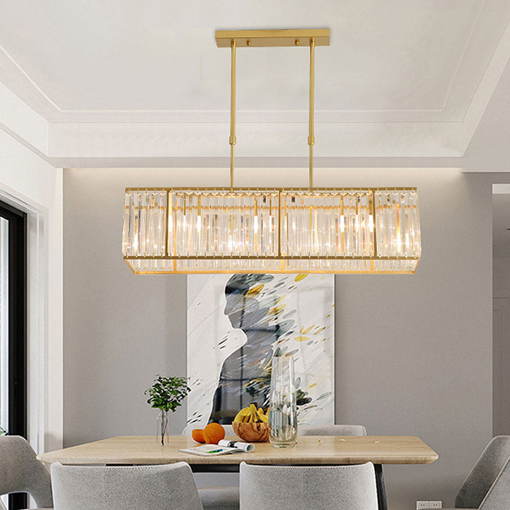 Nordic Crystal Island Chandelier | Iron + Crystal | 8.66 x 21.65-33.46 in | Elegant Fixture | Brick by Brick