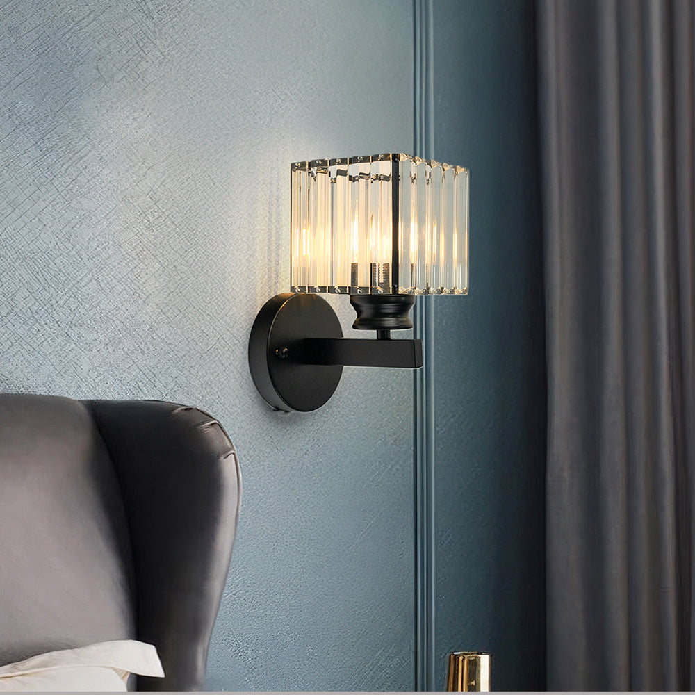Crystal Hallway Wall Light | 5.9″×9.4″ | Iron‑Crystal Fixture | Hardwired | Brick by Brick