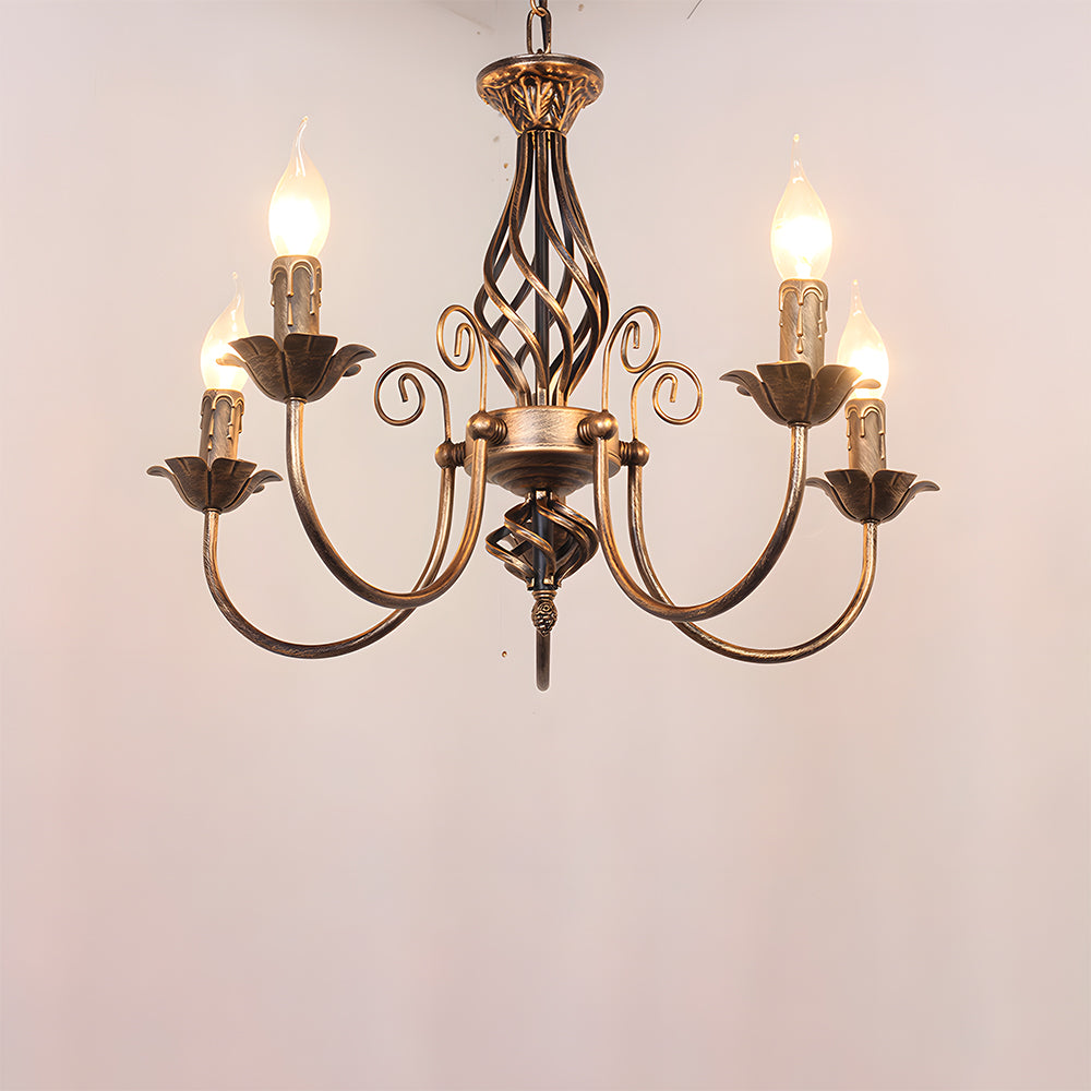 Vintage Bronze Chandelier | 4/6/8 Light Dining Room Ceiling Fixture in Iron | Brick by Brick