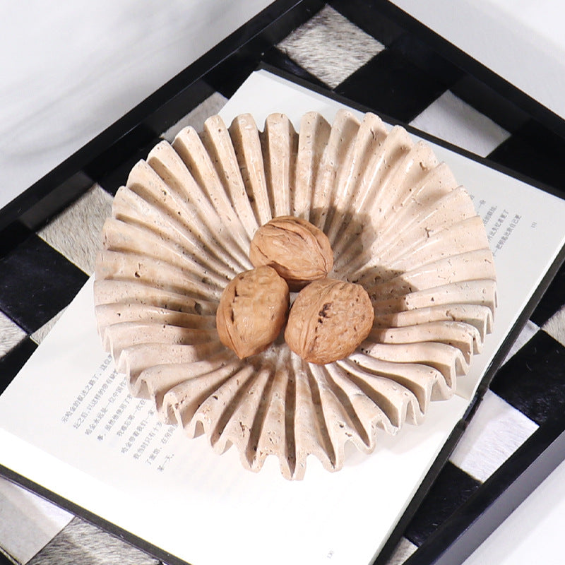 Rippled Travertine Tray | 11.8 × 3.5 in or 7.9 × 2.4 in | Natural Stone | Decorative & Serving | Brick by Brick