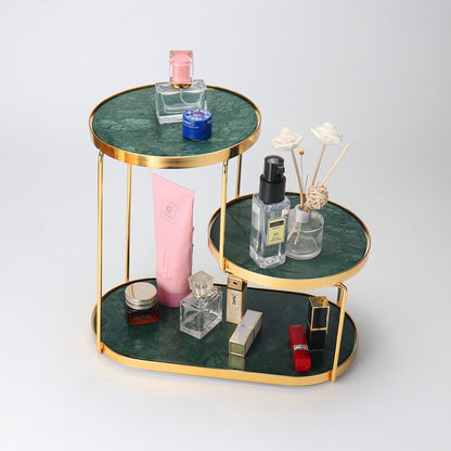 Luxury Marble Tiered Tray | Oval Base | Gold-Finish | Decorative & Serving | Brick by Brick