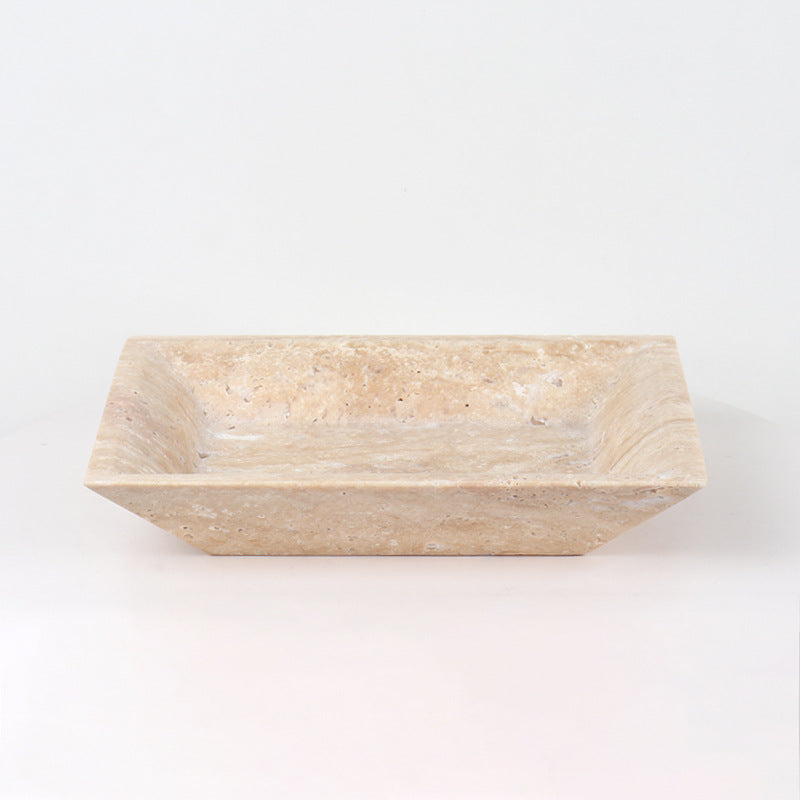 Travertine Rectangular Fruit Tray | Solid Stone | Serving & Display Dish | Brick by Brick
