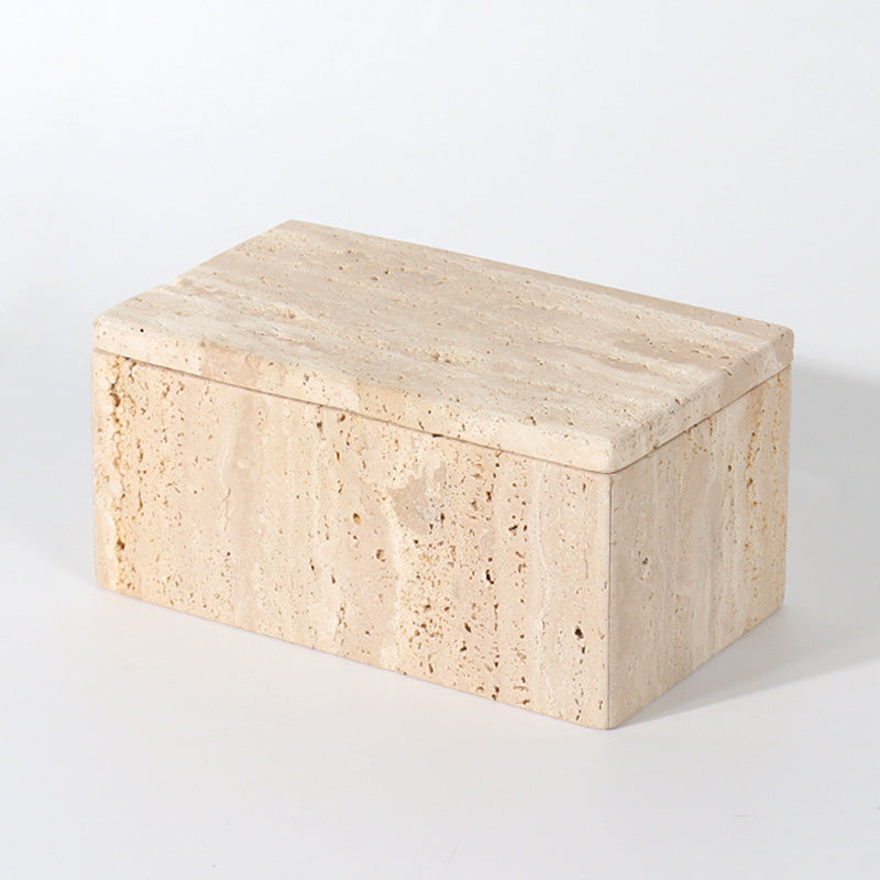 Travertine Jewelry Box | Natural Stone | Geometric Storage | Elegant Vanity Organizer | Brick by Brick