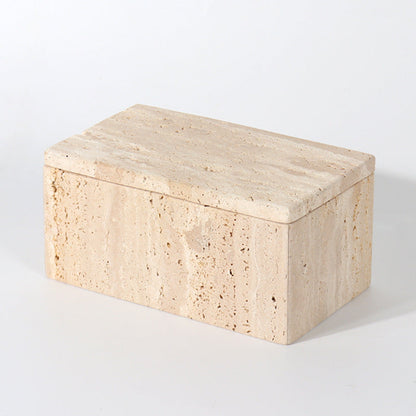 Travertine Jewelry Box | Natural Stone | Geometric Storage | Elegant Vanity Organizer | Brick by Brick