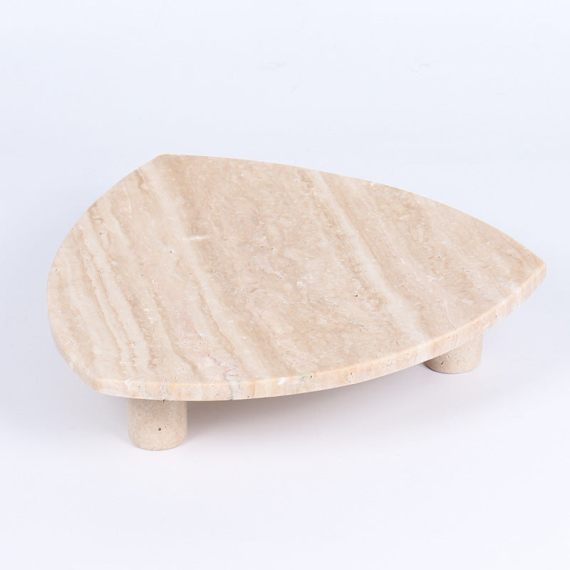 Travertine Fruit Tray | 11.8 x 2.8 in | Triangular Stone | Serving Platter with Legs | Brick by Brick