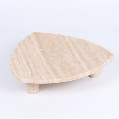 Travertine Fruit Tray | 11.8 x 2.8 in | Triangular Stone | Serving Platter with Legs | Brick by Brick