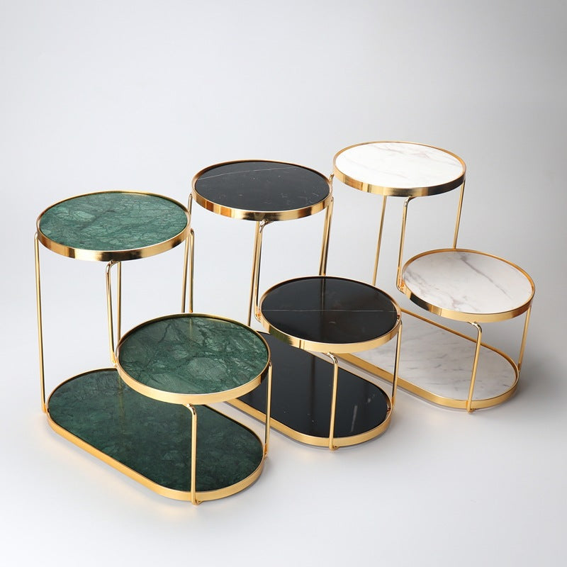 Luxury Marble Tiered Tray | Oval Base | Gold-Finish | Decorative & Serving | Brick by Brick