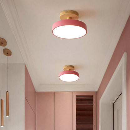Industrial LED Ceiling Light | Wood & Iron Fixture | 12W Energy-Saving Lamp | 7.09x3.94 in | Brick by Brick