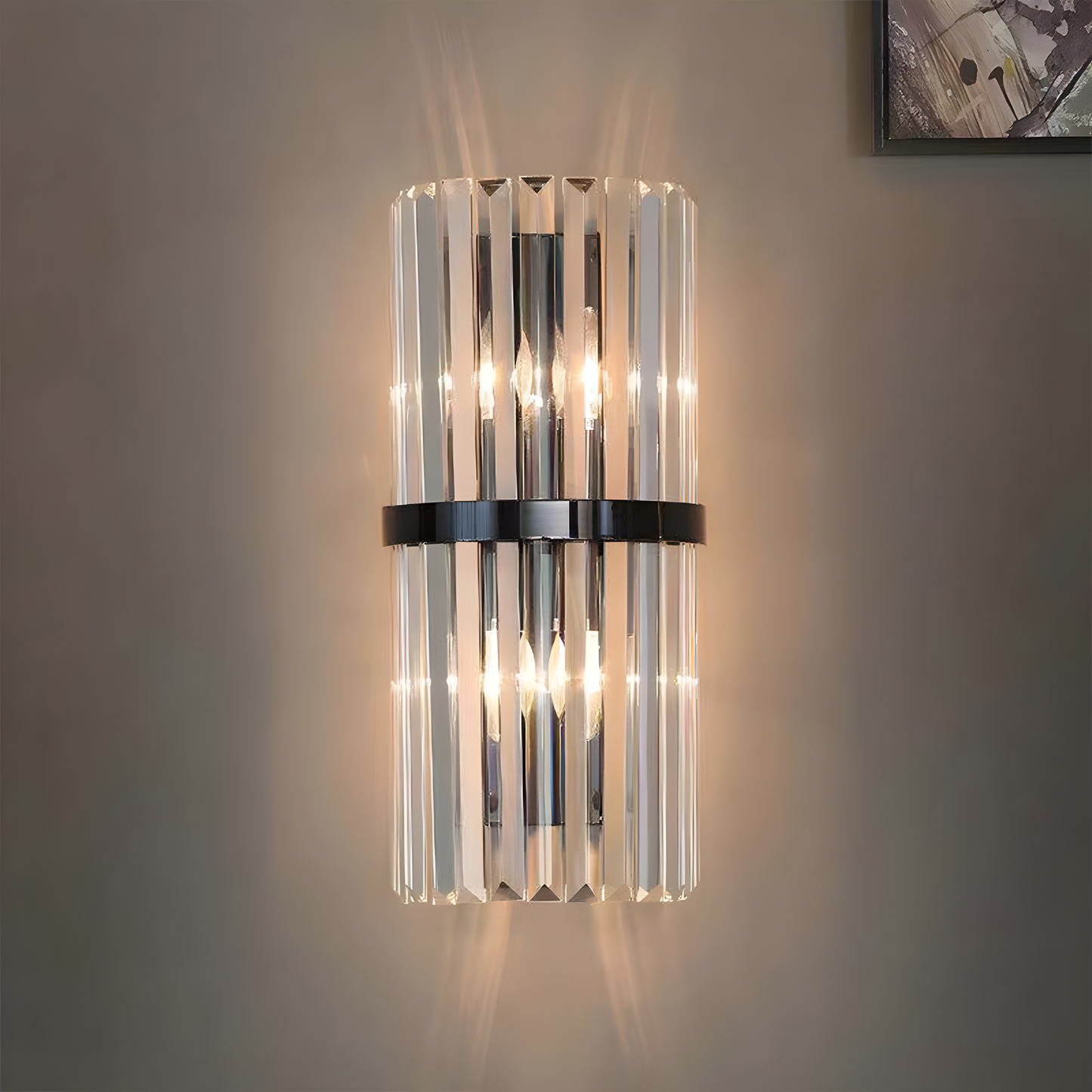 Luxurious Crystal Wall Light | Stainless Steel  | Contemporary Living Room Sconce | Brick by Brick