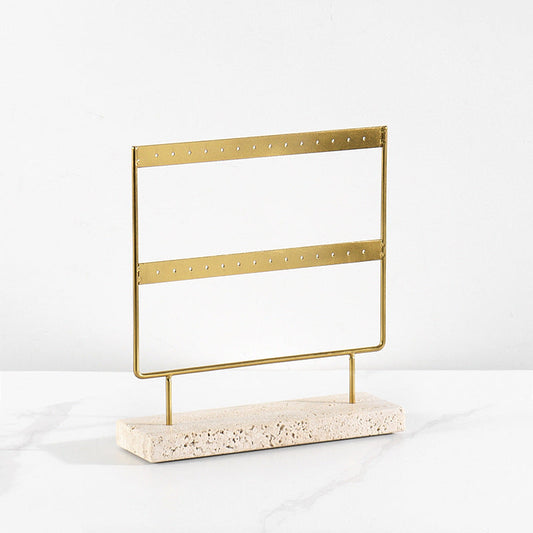 Aria Travertine Jewelry Rack | 7.9 × 2.4 × 8.7 in | Stone Base | Metal Frame | Brick by Brick