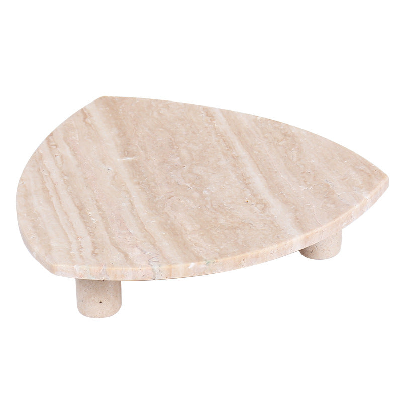 Travertine Fruit Tray | 11.8 x 2.8 in | Triangular Stone | Serving Platter with Legs | Brick by Brick
