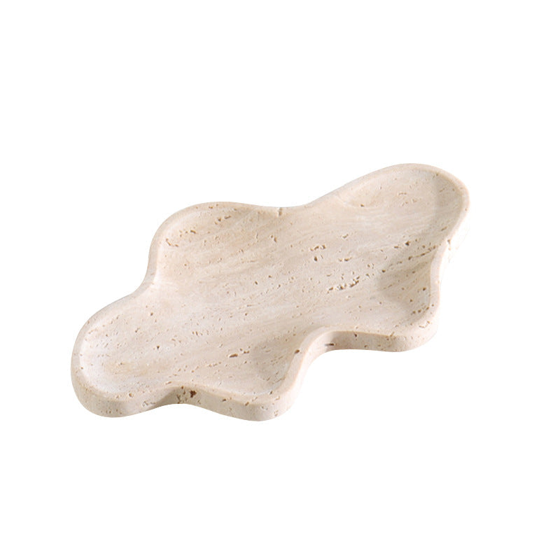 Travertine Cloud Tray |  6.9 × 5.5 × 1.4 in | Organic Freeform Stone Dish | Jewelry & Key Holder | Brick by Brick