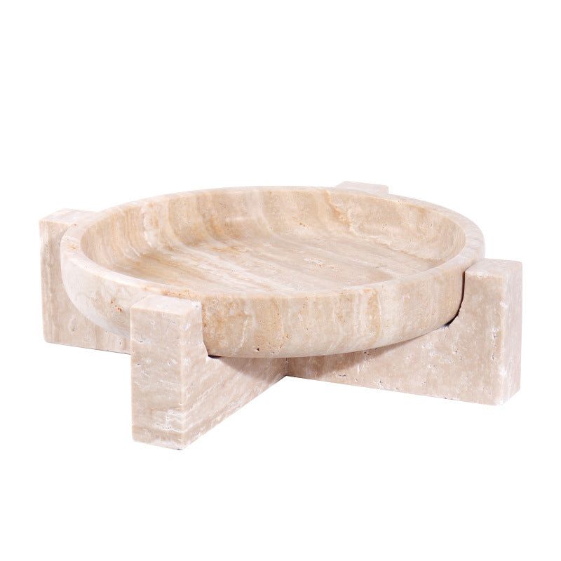 Aurum Travertine Fruit Tray | 7.8 × 5.9 in or 14.1 × 3.9 in | Natural Stone | Serving & Display Dish | Brick by Brick
