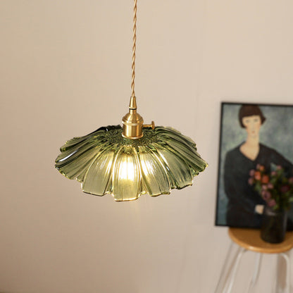 Vintage Floral Glass Pendant Light | Retro Elegance | Warm Glow | Adjustable Hanging | Brick by Brick