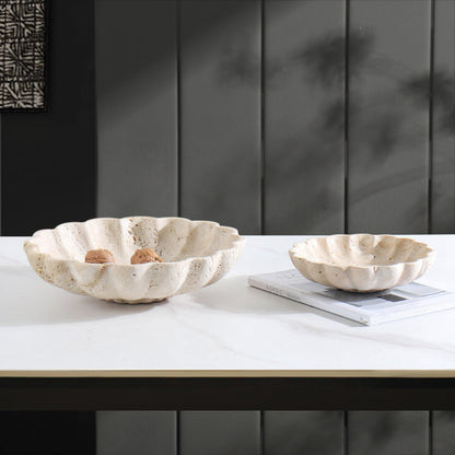 Travertine Scallop Tray | 12.2 x 3.9 in | Natural Stone Centerpiece | Decorative & Serving | Brick by Brick