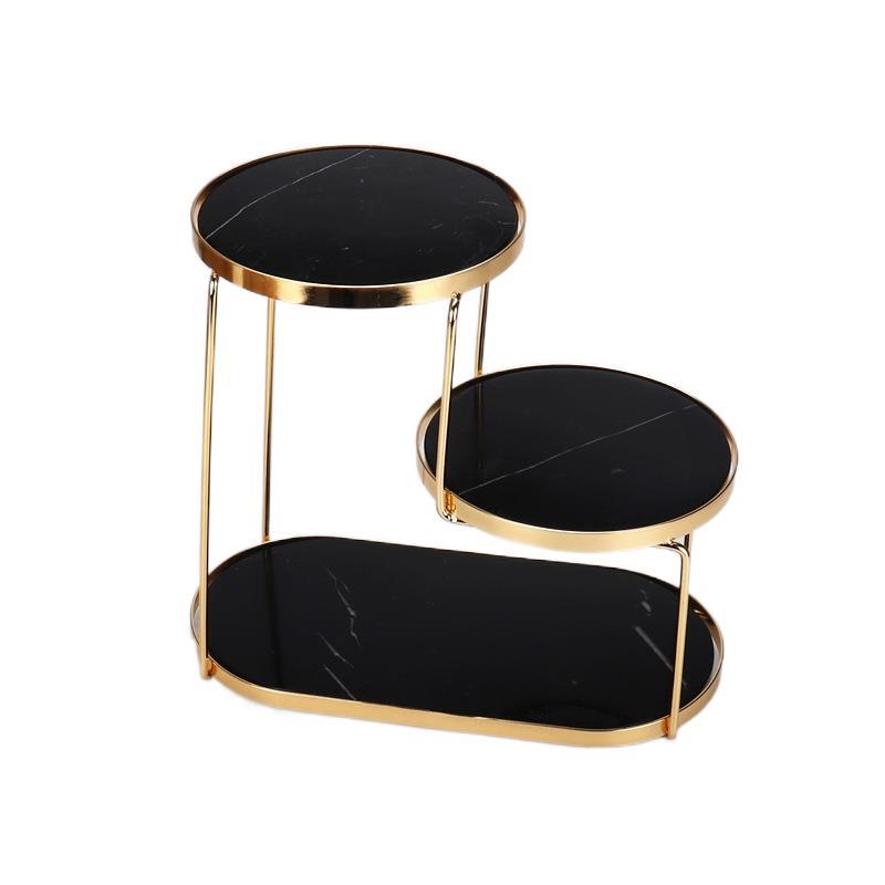 Luxury Marble Tiered Tray | Oval Base | Gold-Finish | Decorative & Serving | Brick by Brick