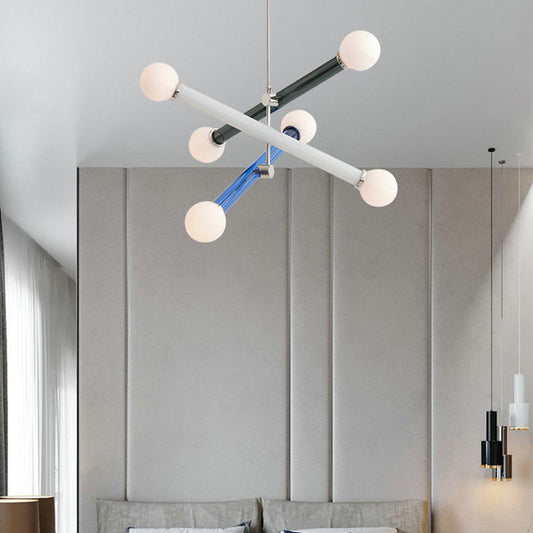 Colorful Glass Long Chandelier | 6-Light | 25.59"x27.56| Artistic Statement Lighting | Brick by Brick