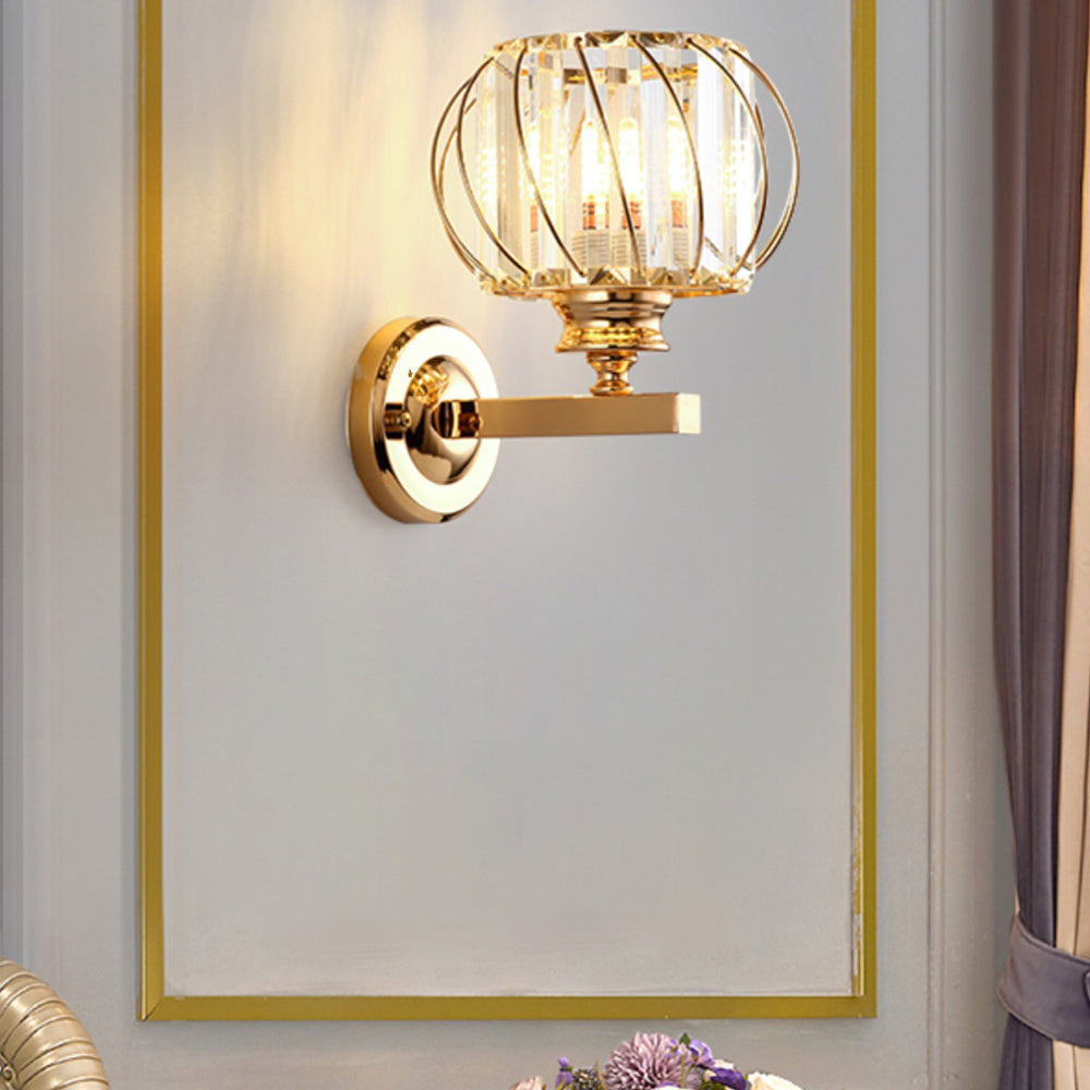 Contemporary Crystal Wall Lamp | Round Design | Modern Lamp | 9"x9.8" | Brick by Brick
