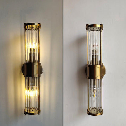 Modern Gold Wall Light | LED Glass Vanity | Fixture Hardwired | 10.63"or 18.90" | Brick by Brick